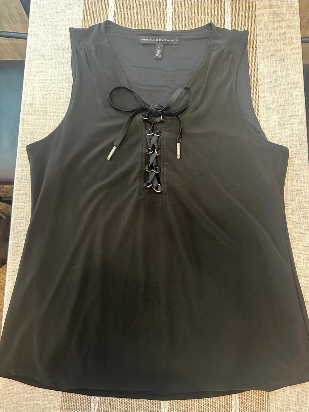 White House Black Market Black Lace-Up Sleeveless Tank